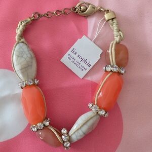Lia Sophia Orange and Cream Beaded Bracelet